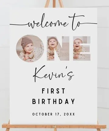 Personalised first birthday welcome board